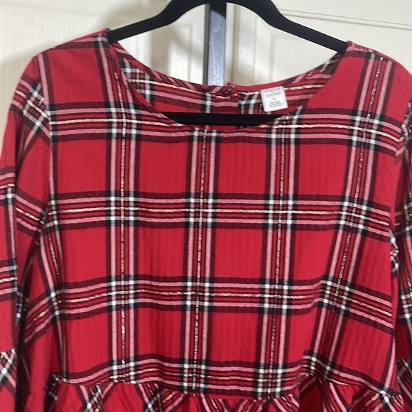 Peyton & Parker Women’s Peplum Blouse Red & Black Plaid Size Large - Picture 2 of 10